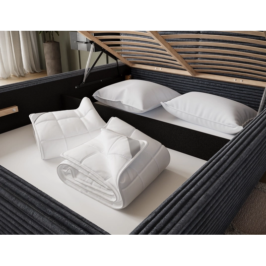 Pesillo Bed + wooden frame/ standard lift/ bedding box 180x200, Modern, Gray