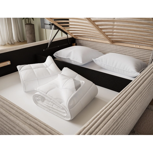 Pesillo Bed + wooden frame/ standard lift/ bedding box 180x200, Modern, Beige