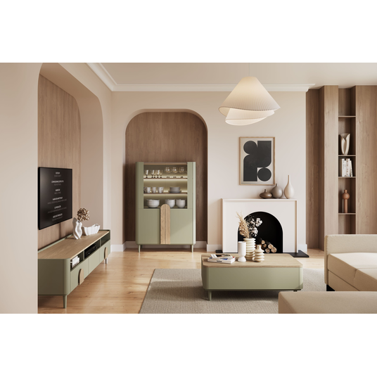Tv Set Amilio 200 Cm - Eucalyptus / Baltic Dune Oak / Natural Oak Handles / Eucalyptus Legs