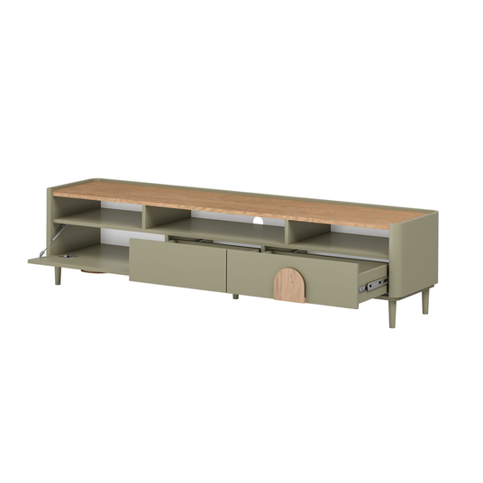 Tv Set Amilio 200 Cm - Eucalyptus / Baltic Dune Oak / Natural Oak Handles / Eucalyptus Legs