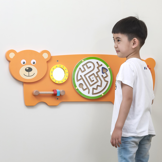 VIGA Sensory Board Manipulative Teddy Bear FSC sertifitseeritud Montessori
