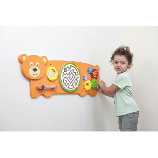 VIGA Sensory Board Manipulative Teddy Bear FSC sertifitseeritud Montessori