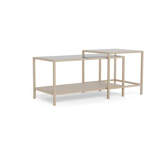 Seaford coffee table set, Top glass clear, Base steel matt grey, 90x50x50 cm