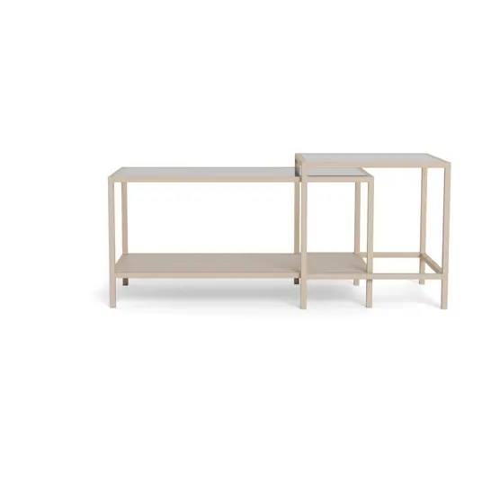 Seaford coffee table set, Top glass clear, Base steel matt grey, 90x50x50 cm
