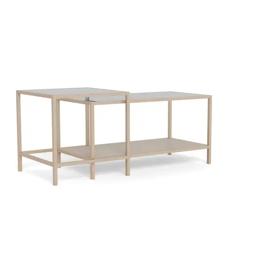 Seaford coffee table set, Top glass clear, Base steel matt grey, 90x50x50 cm