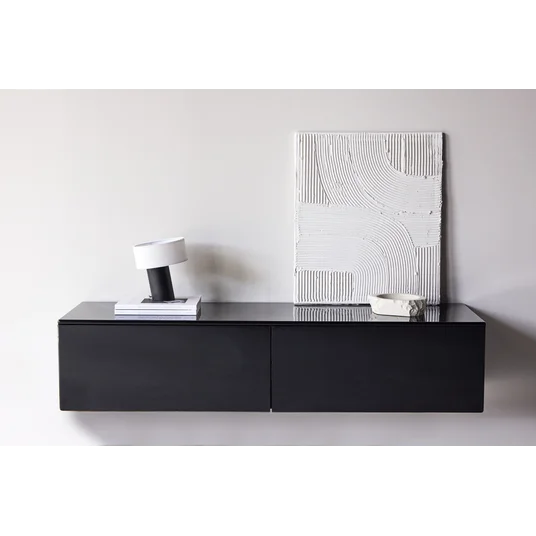 Fristad TV Stand 160x45x35 cm - MDF with Black Glossy PU Lacquer Painting