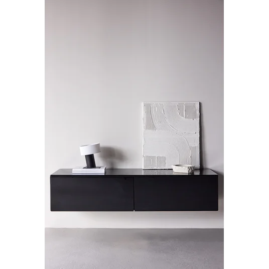 Fristad TV Stand 160x45x35 cm - MDF with Black Glossy PU Lacquer Painting