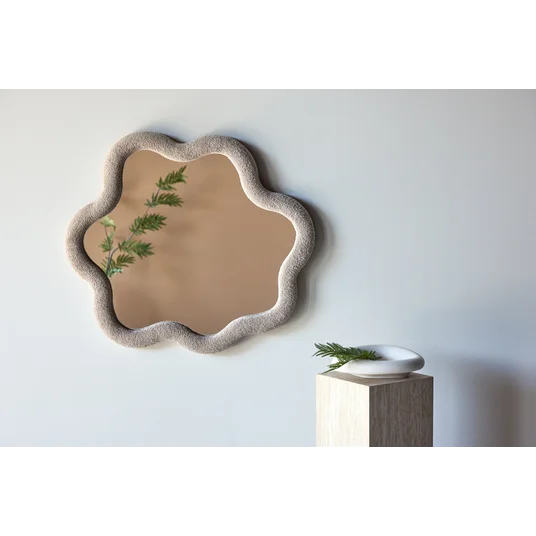 Kungsbacka Mirror 70x70 cm - MDF with Beige Boucle / Clear Glass