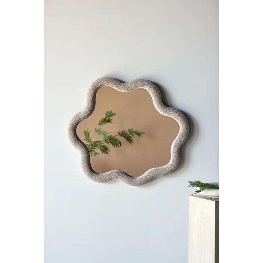 Kungsbacka Mirror 70x70 cm - MDF with Beige Boucle / Clear Glass