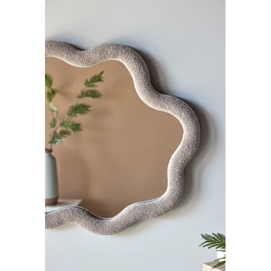 Kungsbacka Mirror 70x70 cm - MDF with Beige Boucle / Clear Glass