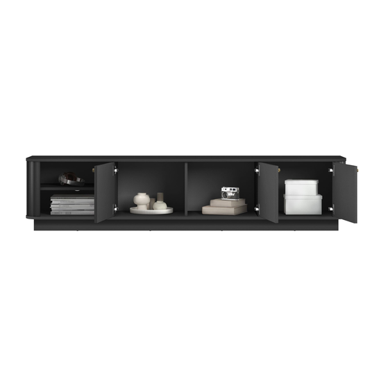 TV komplekt Vesper 187 cm avatud riiulitega - must / kuldsed käepidemed
