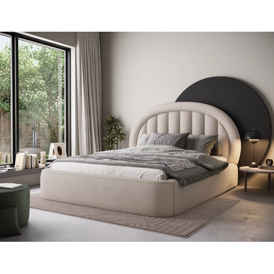Tapedo Bed + Metal Frame/Gas Lift/Storage 140x200, Modern, Beige