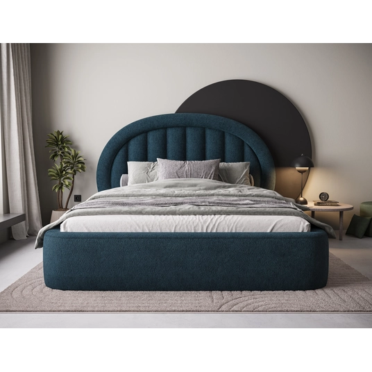 Tapedo Bed + Metal Frame/Gas Lift/Storage 140x200, Modern, Dark Blue