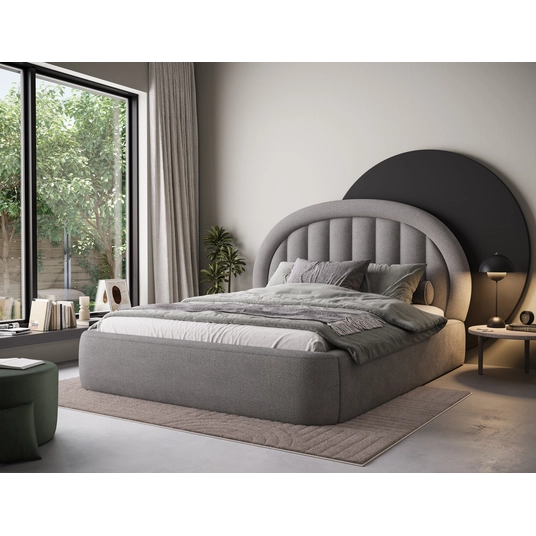 Tapedo Bed + Metal Frame/Gas Lift/Storage 160x200, Modern, Gray