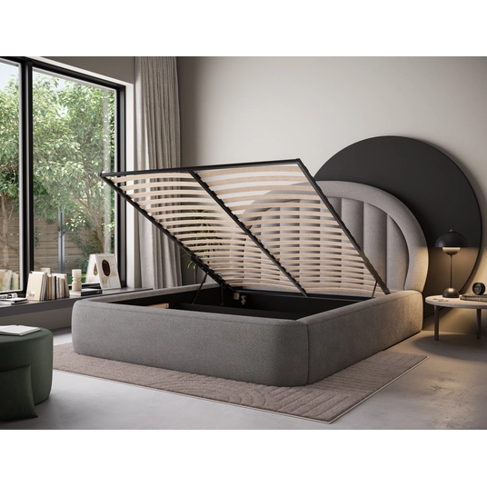Tapedo Bed + Metal Frame/Gas Lift/Storage 160x200, Modern, Gray