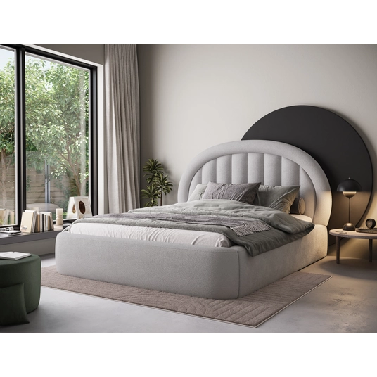 Tapedo Bed + Metal Frame/Gas Lift/Storage 180x200, Modern, Light grey