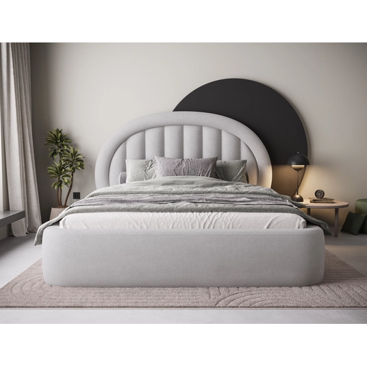 Tapedo Bed + Metal Frame/Gas Lift/Storage 180x200, Modern, Light grey