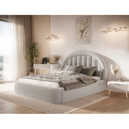 Tapedo Bed + Metal Frame/Gas Lift/Storage 180x200, Modern, Light grey