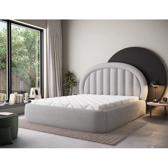 Tapedo Bed + Metal Frame/Gas Lift/Storage 180x200, Modern, Light grey