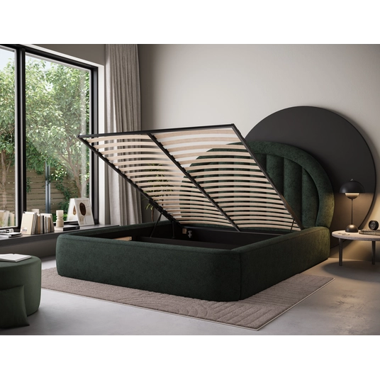 Tapedo Bed + Metal Frame/Gas Lift/Storage 180x200, Modern, Dark Green
