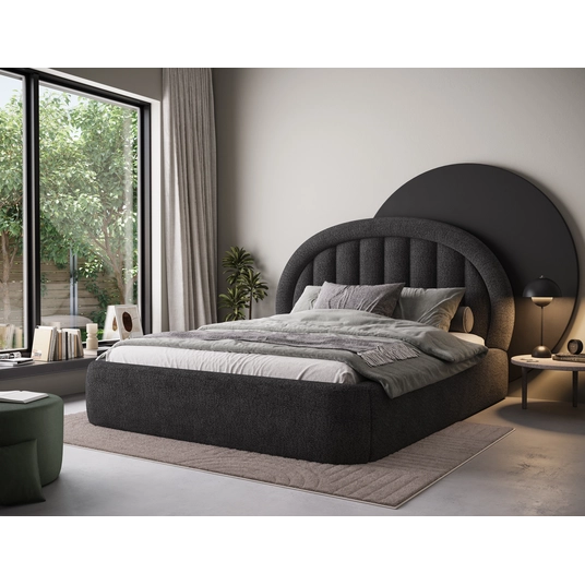 Tapedo Bed + Metal Frame/Gas Lift/Storage 160x200, Modern, Dark Gray