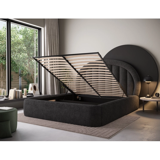 Tapedo Bed + Metal Frame/Gas Lift/Storage 160x200, Modern, Dark Gray