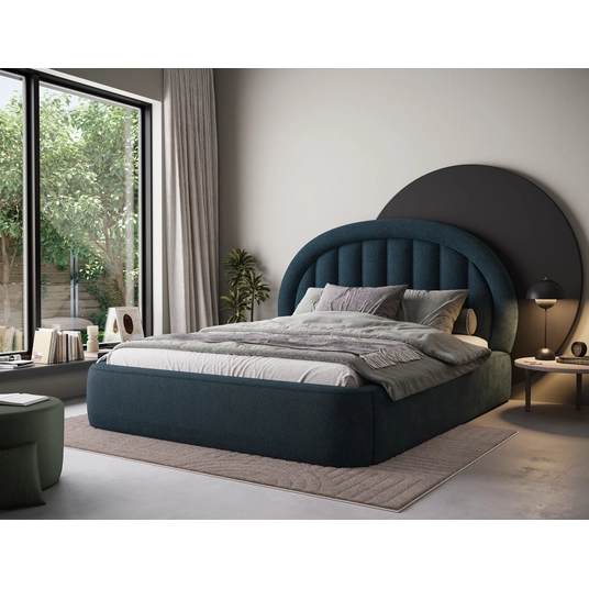 Tapedo Bed + Metal Frame/Gas Lift/Storage 180x200, Modern, Dark Blue
