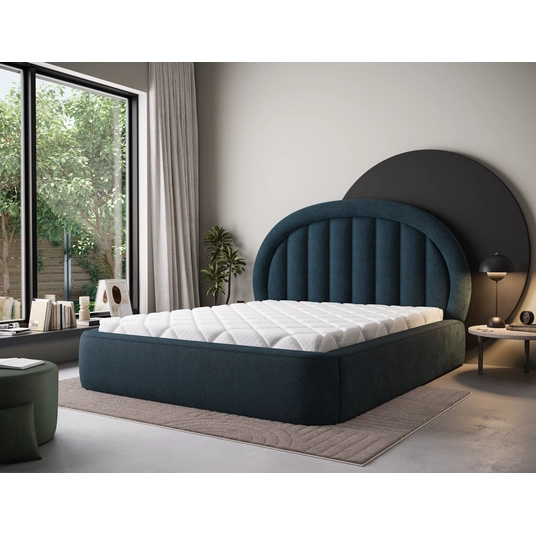 Tapedo Bed + Metal Frame/Gas Lift/Storage 180x200, Modern, Dark Blue