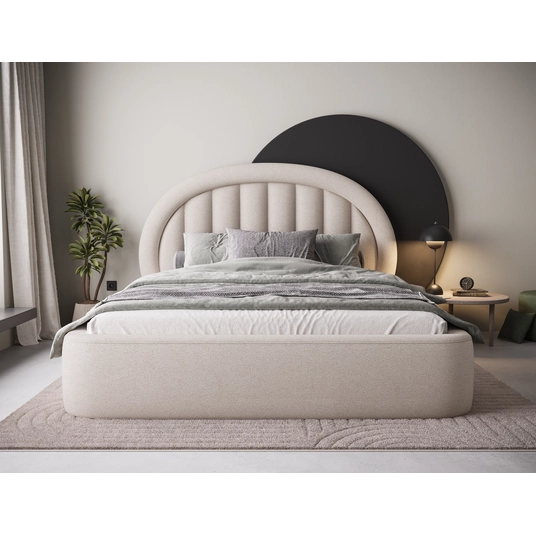 Tapedo Bed + Metal Frame/Gas Lift/Storage 180x200, Modern, Beige
