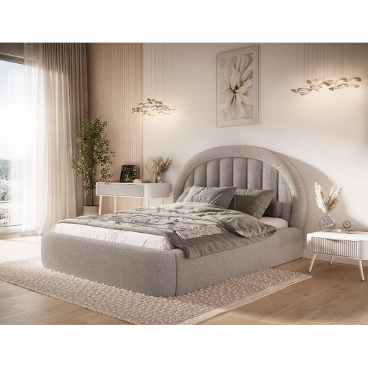 Tapedo Bed + Metal Frame/Gas Lift/Storage 160x200, Modern, Beige