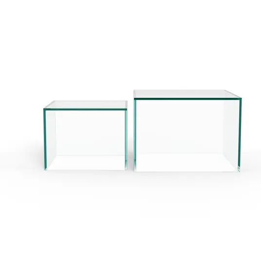 Dice coffee table set, Top glass crystal clear, Base glass crystal clear, 50x50x35 cm