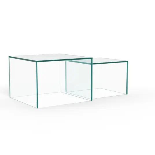 Dice coffee table set, Top glass crystal clear, Base glass crystal clear, 50x50x35 cm