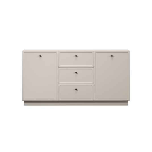 Chest Of Doors Lorini 150 Cm With 3 Drawers - Cashmere / Black Handles