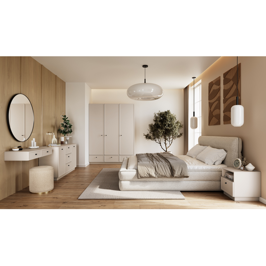 Chest Of Doors Lorini 150 Cm With 3 Drawers - Cashmere / Black Handles
