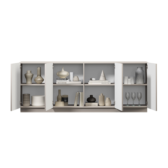 Chest Of Doors Lorini 200 Cm - Cashmere / Black Handles