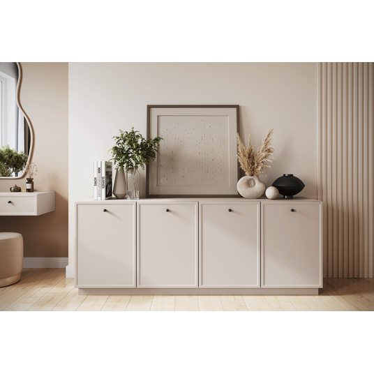 Chest Of Doors Lorini 200 Cm - Cashmere / Black Handles