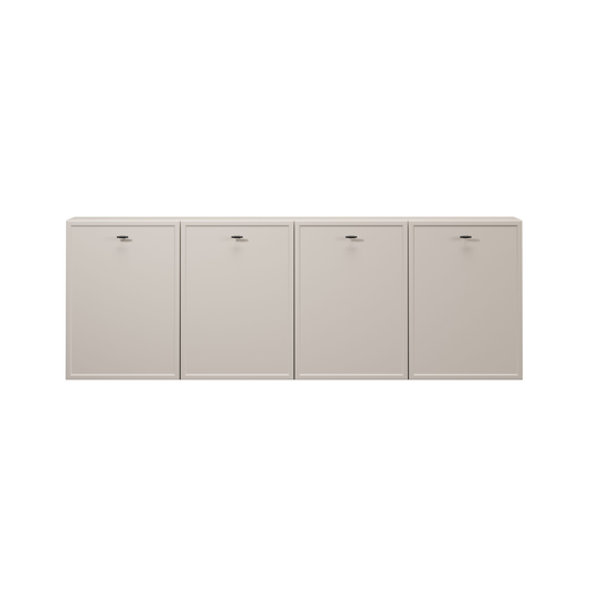 Chest Of Doors Wall Mounted Lorini 200 Cm - Cashmere / Black Handles T-bar