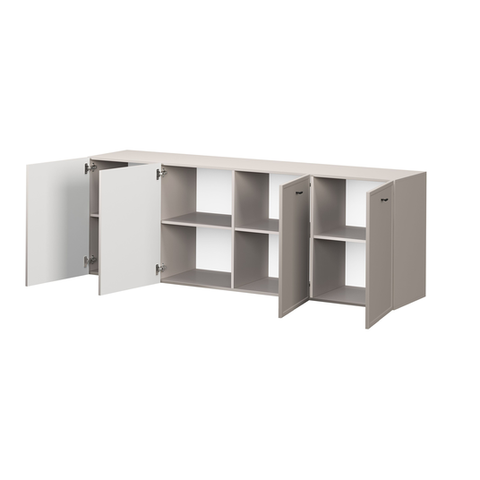 Chest Of Doors Wall Mounted Lorini 200 Cm - Cashmere / Black Handles T-bar