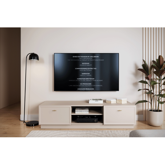 Tv Set Lorini 150 Cm With Drawers - Cashmere / Gold Handles T-bar