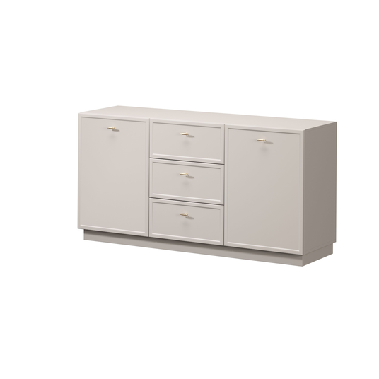 Chest Of Doors Lorini 150 Cm With 3 Drawers - Cashmere / Gold Handles T-bar