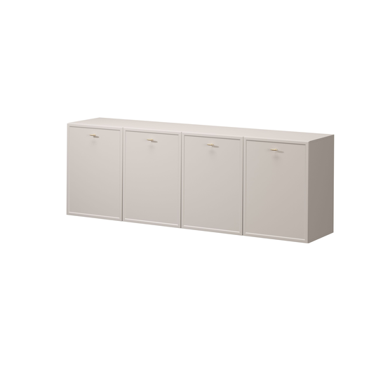 Chest Of Doors Wall Mounted Lorini 200 Cm - Cashmere / Gold Handles T-bar