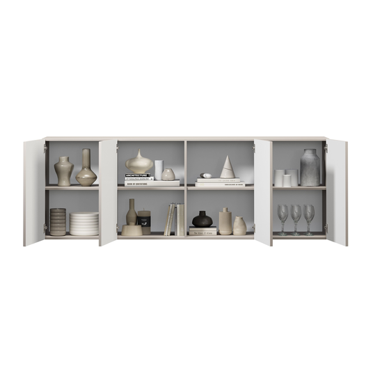 Chest Of Doors Wall Mounted Lorini 200 Cm - Cashmere / Gold Handles T-bar