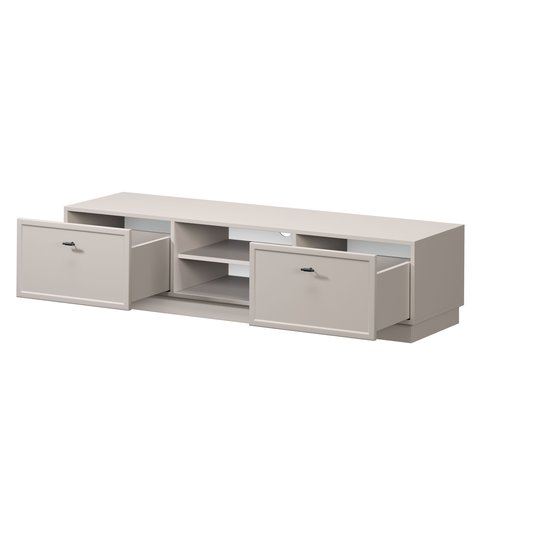 Tv Set Lorini 150 Cm With Drawers - Cashmere / Black Handles T-bar