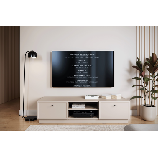 Tv Set Lorini 150 Cm With Drawers - Cashmere / Black Handles T-bar