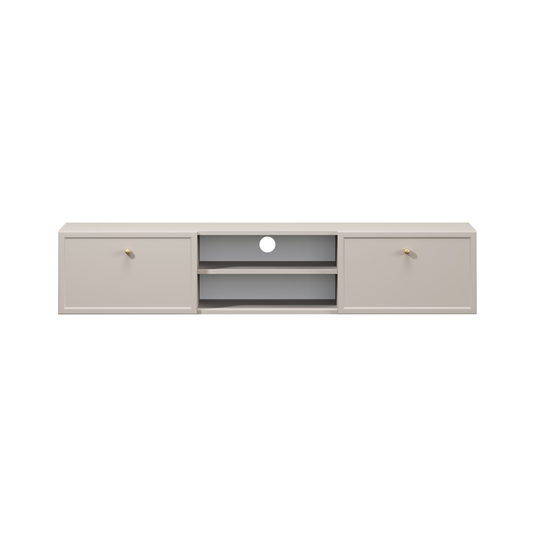 Tv Set Wall Mounted Lorini 150 Cm With Drawers - Cashmere / Gold Handles