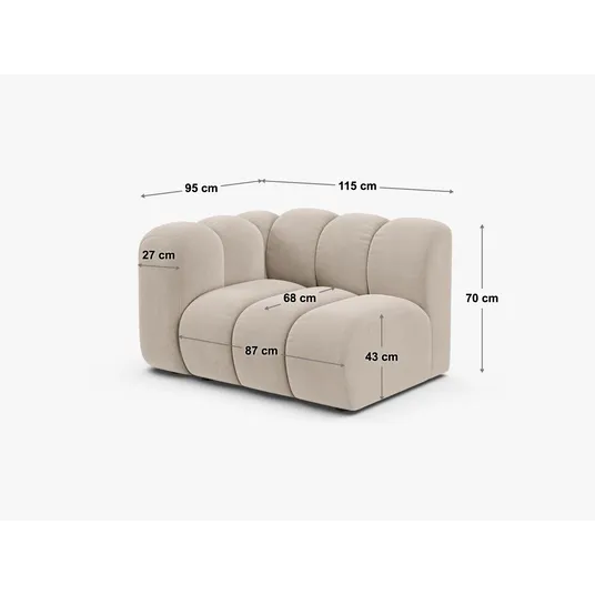 Modul Left, "Lupine", 1 Seat, 115x95x70, Light Grey