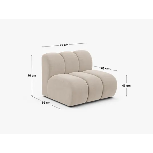 Modul Armless, "Lupine", 1 Seat, 92x95x70, Light Beige