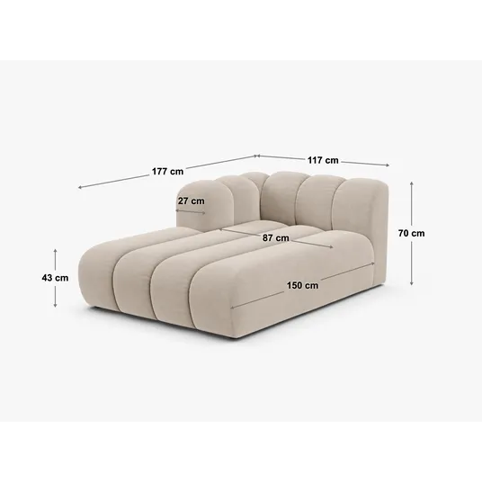 Chaise Longue Left, "Lupine", 2 Seats, 117x177x70, Green