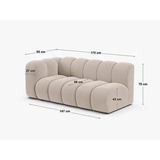 Left Modular Sofa, "Lupine", 3 Seats, 175x95x70, Brick