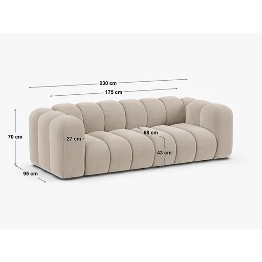 Sofa, "Lupine", 3 Seats, 230x95x70, Light Grey